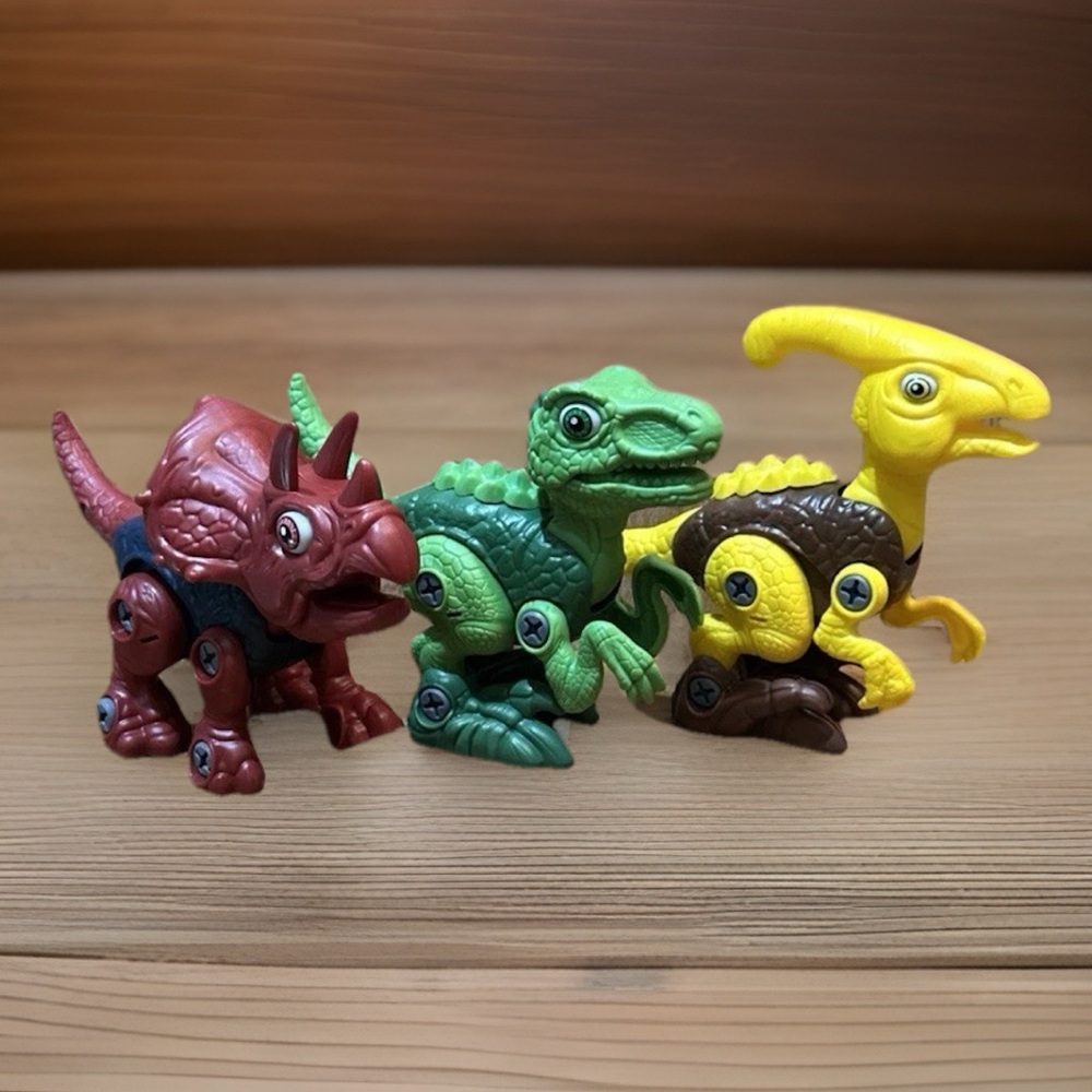 Bundle Of 3 Take Apart Dinosaur Toys for Kids STEM Construction Tools Education